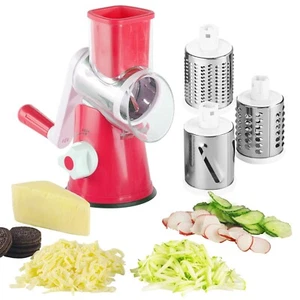 Cheese Grater Hand Crank - 3-in-1 Stainless Steel Rotary Grater & Shredder fo... - Picture 1 of 5
