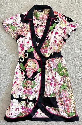 Vestido kimono vintage de seda Bebe grande envolvente con cinturón asiático años 90 Y2K Foto 1 de 4