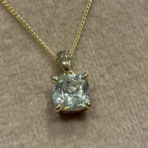 Pendentif et collier diamant jaune canari créé laboratoire 1,0 carat plaqué or 925 - Photo 1 sur 6