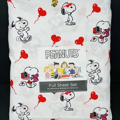 PEANUTS Snoopy FULL SHEETS SET Valentines Day Hearts Balloons Anniversary Red - Image 1 of 4