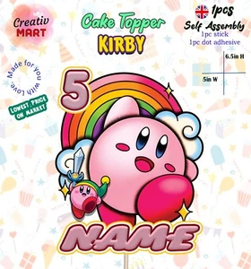 Kirby personalisierter Geburtstagstortenaufleger, jedes Alter, schneller Versand & Versand neu - Bild 1 von 1