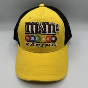 M & M's Racing NASCAR Yellow Brown Adjustable Truckers Mesh Hat Cap - New! - Picture 1 of 10