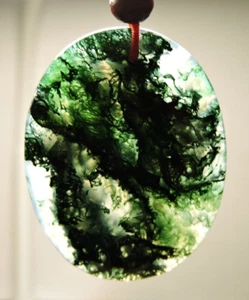 Taiwan Jade Pendant Penghu Island Cabochon Travel Souvenir Green Oval 40x30 mm - Picture 1 of 4