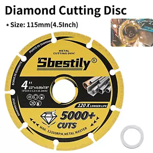 115mm Diamond Cutting Disc 7/8In Bore Metal Cutting Tool For Metal Angle Grinder - Picture 1 of 8