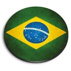 1x Round Fridge MDF Magnet Distressed Brazilian Flag Brazil  #56003