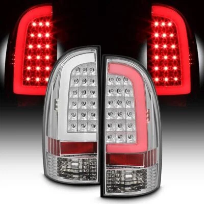 Luces traseras de tubo LED izquierda+derecha para Toyota Tacoma 2005-2015 rojas cromadas Foto 1 de 4