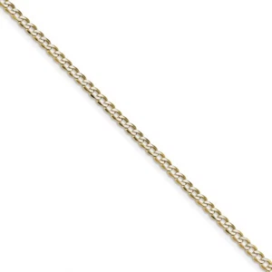 Real 14kt 3.4mm Semi-solid with Rhodium Pav� Curb Chain Chain Bracelet; 8 inch - Picture 1 of 6