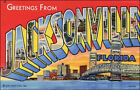 3X5 Inch Red Greetings From Jacksonville Florida Sticker (Postcard Vintage Fl )