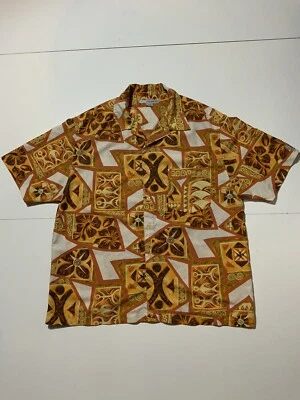 Camisa vintage Y2K de poliéster havaiano enferrujado gola de surf botão acampamento P/S tamanho M - Imagem 1 de 4