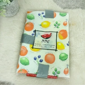 Vintage BBQ Vinyl Tablecloth 52 X 70 inch Picnic Fruit Kitchen Citrus - Bild 1 von 6