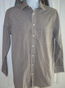 STAFFORD Shirt Button Up MENS 32-33 FITTED PLAID Checked LONGSLEEVE SHIRT - Picture 1 of 3