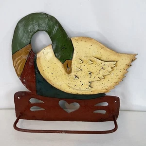 Handmade Metal Country Craft Folk Art Deco Goose Heart Kitchen Bath Towel Holder - Picture 1 of 4