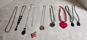 Vintage Konvolut 9 Halsketten Glasperlen Steine Muschel Charms siehe Fotos - Bild 1 von 12