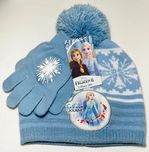 Disney Frozen 2 Beanie Winter Hat and Gloves Girls 2-Pcs Set ONE SIZE - Picture 1 of 12
