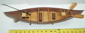 Vintage All-Wood Model Kit Completed 17 1/2 in. Canoe - With Accessories - Picture 1 of 18