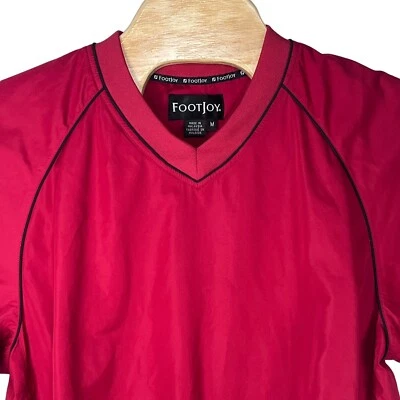 Footjoy FJ Men Medium Polyester V-Neck Short Sleeve Golf Windbreaker Pullover - Image 1 of 4