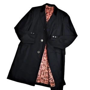 Vintage Killer 1960s Black Wool Overcoat Jacket 1960s Atomic Rockabilly Mod 40R - Picture 1 of 11