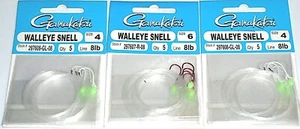Gamakatsu #4 & #6 Walleye Snells (Lot of 3-5/pack-Glow/Red) - Picture 1 of 1