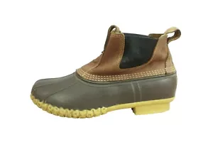 LL Bean Men's Brown Leather Slip On Unlined Chelsea Ankle Duck Boots Size 12 M - Picture 1 of 10