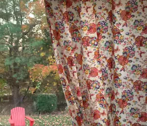 Blackout  Cotton Gray /Red Floral  Window Curtains For Bedroom Rod Pocket  84L - Picture 1 of 5
