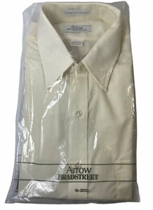 Vintage Arrow Bradstreet Mens Cream Button Long Sleeve Shirt Sz 16 - 32/33 NWT - Picture 1 of 3