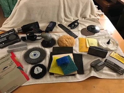 Vintage Used Auto Body Anvil Sand Paper Tools Misc Lot - Image 1 of 4