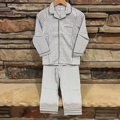 Petite Plume Navy French Ticking Cozy Cotton Blend Striped Kids Pajama Set - Image 1 of 4
