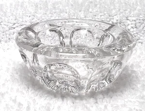 Elegant Thick Glass Open Salt Dip w Oval Inset Design Thumb Print 1 7/8 W x 3/4T - Picture 1 of 7