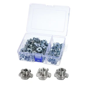 T-nut 120pcs 1/4"-20, 5/16"-18, 3/8"-16 Zinc Plated Steel 4 Pronged Tee Nuts - Imagen 1 de 6