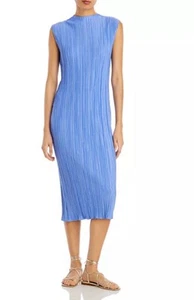 Rails Plisse Pleated Sleeveless Midi Dress in Jewel Blue Mock Neck size S - Picture 1 of 14