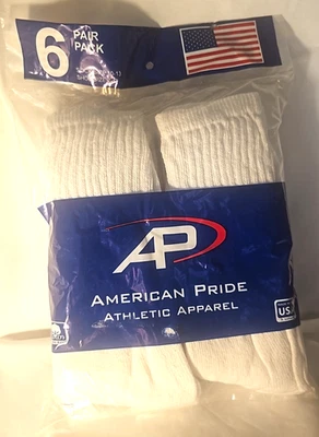 NUEVO CON ETIQUETAS American Pride Hombre Blanco Zapato Talla 7-12 Algodón Nylon Mezcla Calcetines 6 Pares Foto 1 de 4