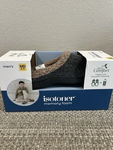 Isotoner Herren Hausschuhe Medium 8-9 Memory Foam Grau Neu mit Etikett - Bild 1 von 6