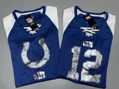 Combo Lote de 2 Camisetas Mujer Indianapolis Colts Manga Corta Poliéster NFL Pequeñas Foto 1 de 2