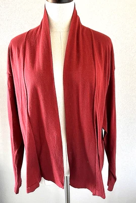 Suéter cárdigan tejido cuello chal 15 % cachemir rojo 85 % algodón Eskandar AS IS Foto 1 de 4