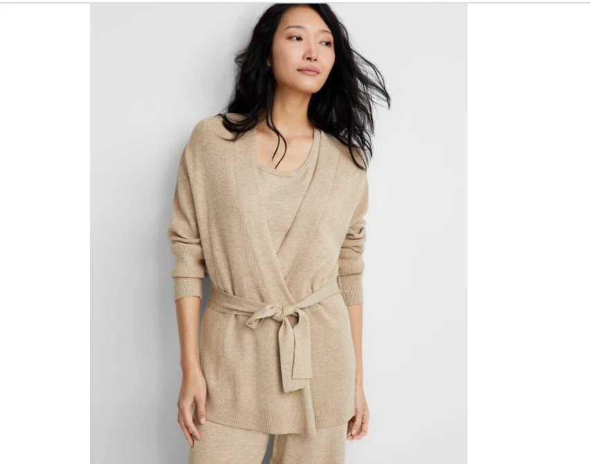 Suéter tejido envolvente beige talla XS 7222 State of Day Loungewear para mujer Foto 1 de 1