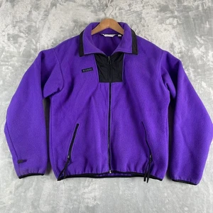 Chaqueta Suéter Vintage COLUMBIA Cremallera Completa Polar, Para Hombre M, Púrpura Hecha en EE. UU. - Imagen 1 de 9