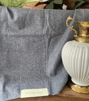 Ralph Lauren HUNTERS BROOK PLAID CHARCOAL Fabric Remnant 26x26” LCF65817F ITALY - Image 1 of 4