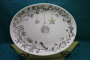 Fitz Floyd NOEL NOIR große PLATTE Weihnachtsschmuck Vögel oval 16 1/4" - Bild 1 von 6