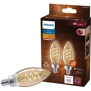 Philips Vintage 25W Equivalent Amber B11 Medium LED Decorative Light Bulb 565804 - Picture 1 of 4