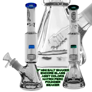 9" Super Thick Matrix Mini Salt Shaker Beaker Bong Hookah Water Pipe Colors - Picture 1 of 2