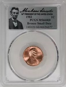 1982 PCGS MS66 RD Bronze Copper Small Date Lincoln Cent Penny - Picture 1 of 3