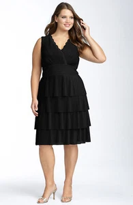 JS Collections Pleated Mesh Dress Plus Sz 18W Black - Picture 1 of 1