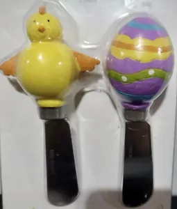 Cute Target Easter Egg Chick Peep Cheese Jelly Spreaders Stainless Blade 4 1/2" - Picture 1 of 2