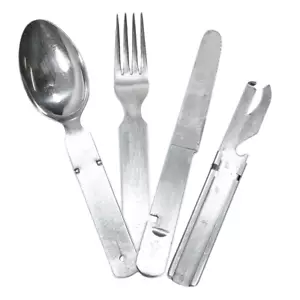 Original German Army WW2 Style Eating Utensil Set - Knife/Fork/Spoon/Can Opener - Picture 1 of 2