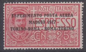 REGNO D'ITALIA 1917 POSTA AEREA ESPRESSO N.1 G.O MH* - Foto 1 di 1