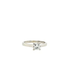 18ct White Gold Solitaire Diamond Ring Set With 0.45ct Princess Cut Diamond - Picture 1 of 4