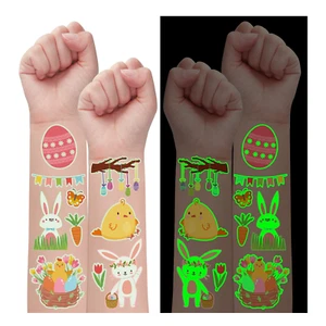 Glow Easter Basket Essentials Temporary Tattoos for Kids, 100 Styles Luminous Fa - Picture 1 of 12