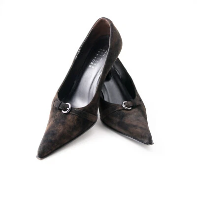 Zapatos de salón Barneys New York Oswaldo Percoli marrón con hebilla de gamuza texturizada - talla US 5,5 Foto 1 de 4