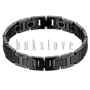 Mens Tungsten Carbide Energy Health Therapy Magnetic Link Bracelet Bangle Gift - Picture 1 of 17
