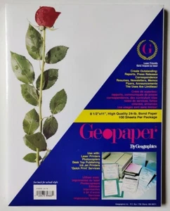 Geographics Geopaper Red Rose Paper - 100 hojas 8,5x11" 24 lb - Amor de San Valentín - Imagen 1 de 3